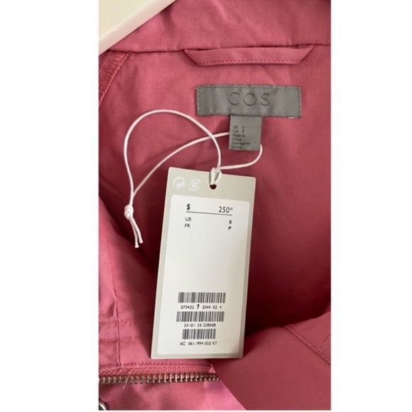 𝙲𝙾𝚂 oversized Jacket with drawstrings in Pink with Hood Size S - Picture 8 of 12